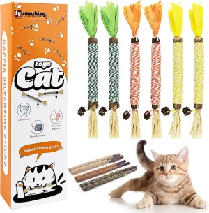 12pcs Natural Catnip Chew Toys for Kittens Teeth Cleaning,Silvervine Sticks, Increase Appetite, Calm Anxiety and Stress, Aggressive Chewers Toy