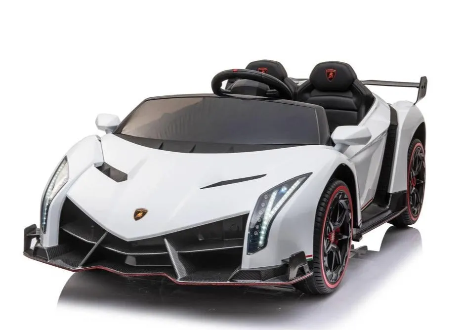 12V Licensed Lamborghini Veneno Exotic Kids Car with Bluetooth | White