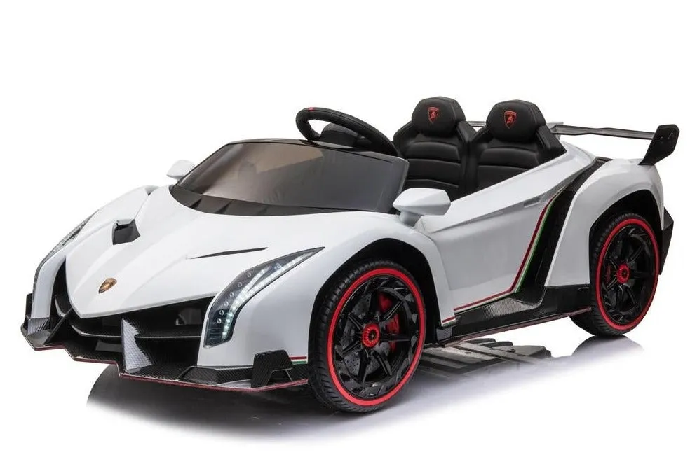 12V Licensed Lamborghini Veneno Exotic Kids Car with Bluetooth | White