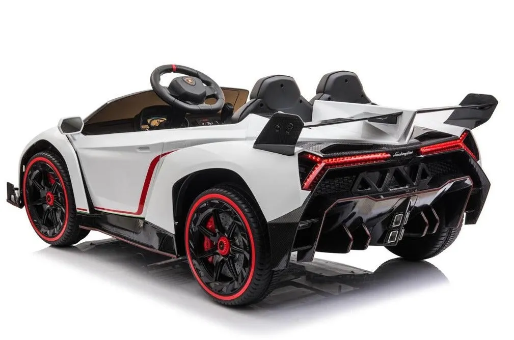 12V Licensed Lamborghini Veneno Exotic Kids Car with Bluetooth | White