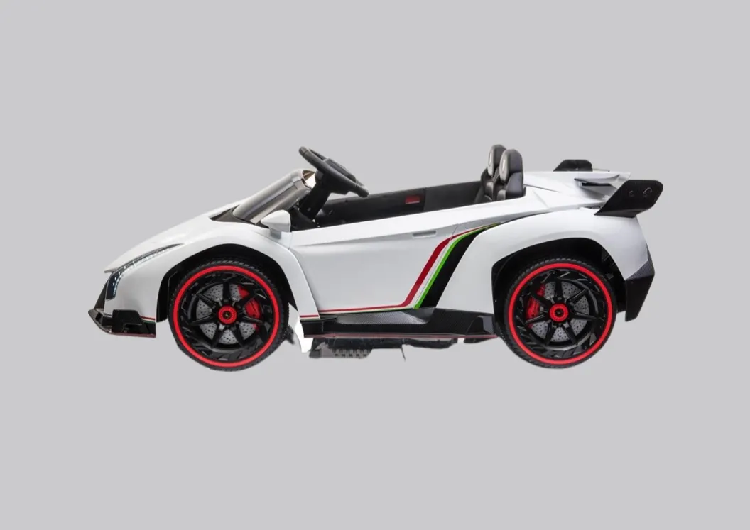 12V Licensed Lamborghini Veneno Exotic Kids Car with Bluetooth | White