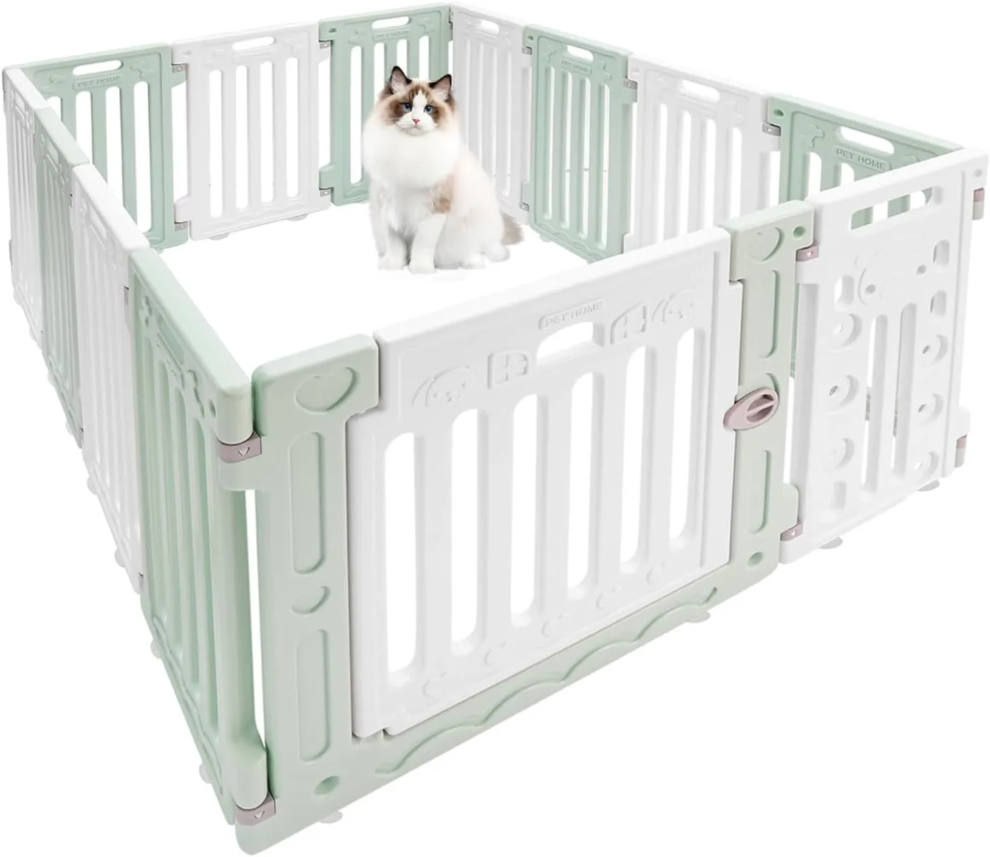 26 Inch Pet Playpen with Door, White Transformable Playpen Panels, Strong Plastic Indoor/Outdoor Small Pets Pen, Dog Puppy Playpen, Clear View & Easy Assemble, White