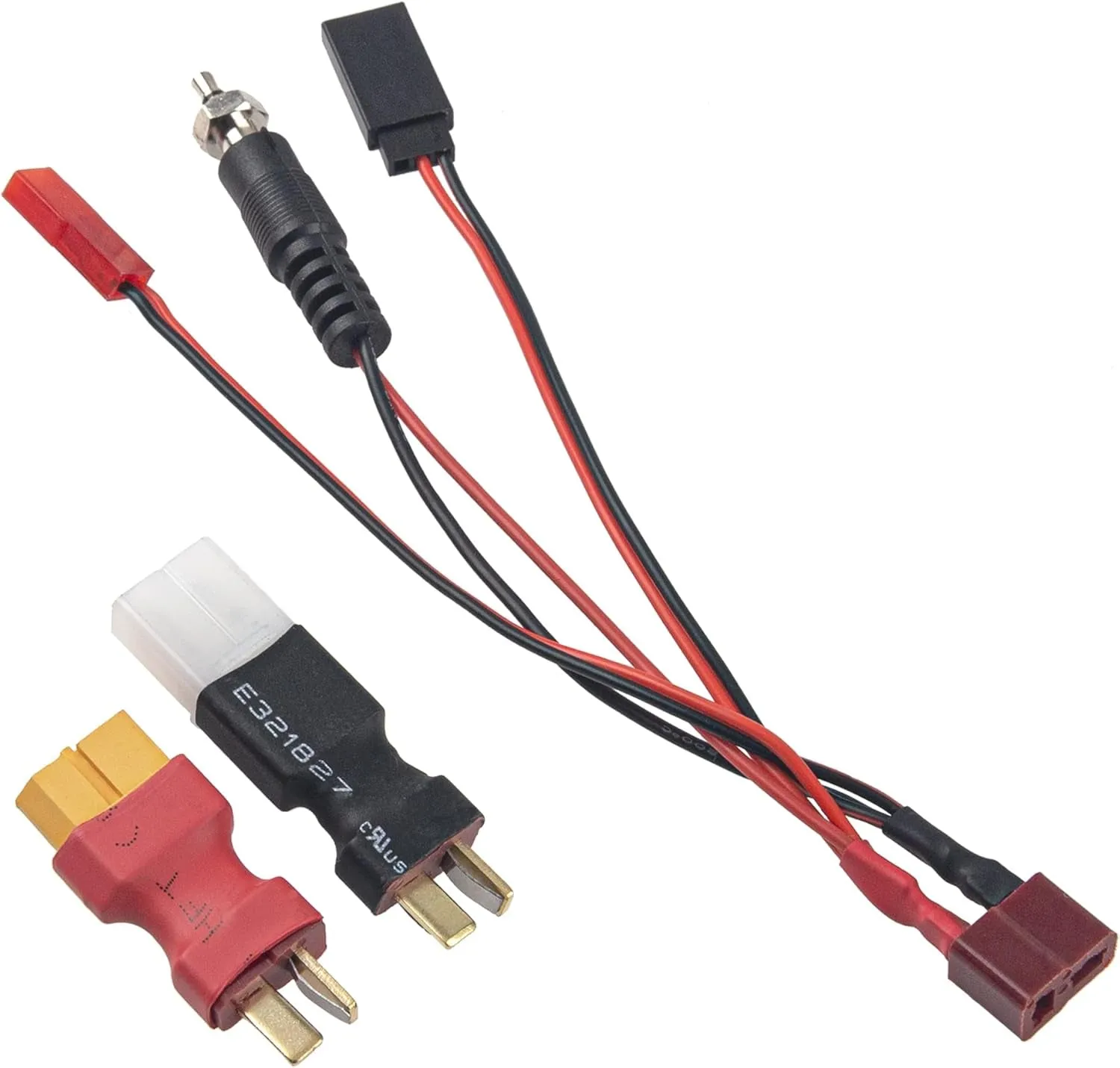 3 in 1 Deans T Female Plug to JR Female JST Female Igniter Charger Adapter & Female Tamiya-Style to T Plug Male Adapter, Female XT60 to T Plug Male Connector for RC Glow Igniter Ignition Receiver