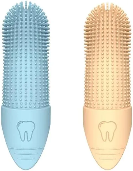 360 Pet Finger Toothbrush for Dogs & Cats, Soft Silicone Finger Toothbrush for Small Breeds, Puppy & Kitten Dental Care, BPA-Free, Gentle Cleaning, Travel-Friendly Design (3-Pack)