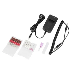 Accessories Set of Professional Sander Include 1 US Adapter, 1 Connection Cable of Handpiece, 11 Metal Nail Bits and 1 Ceramic Cone Bits6 x Sanding Bands, Nail Salon Supply