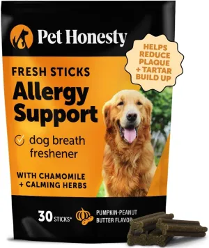 Allergy Support Fresh - Dental Sticks for Dogs - Dental Dog Chews - Immune Health   Allergy Support for Dogs - Freshen Dog Breath, Reduce Plaque   Tartar - 30 Sticks