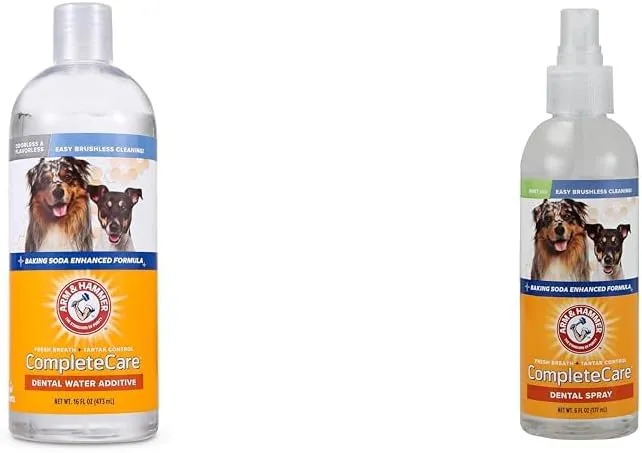 Arm & Hammer Complete Care Dental Duo for Dogs: Flavorless Water Additive, 16 Fl Oz and Mint Dental Spray, 6 Fl Oz - Easy Brushless Cleaning for Fresh Breath