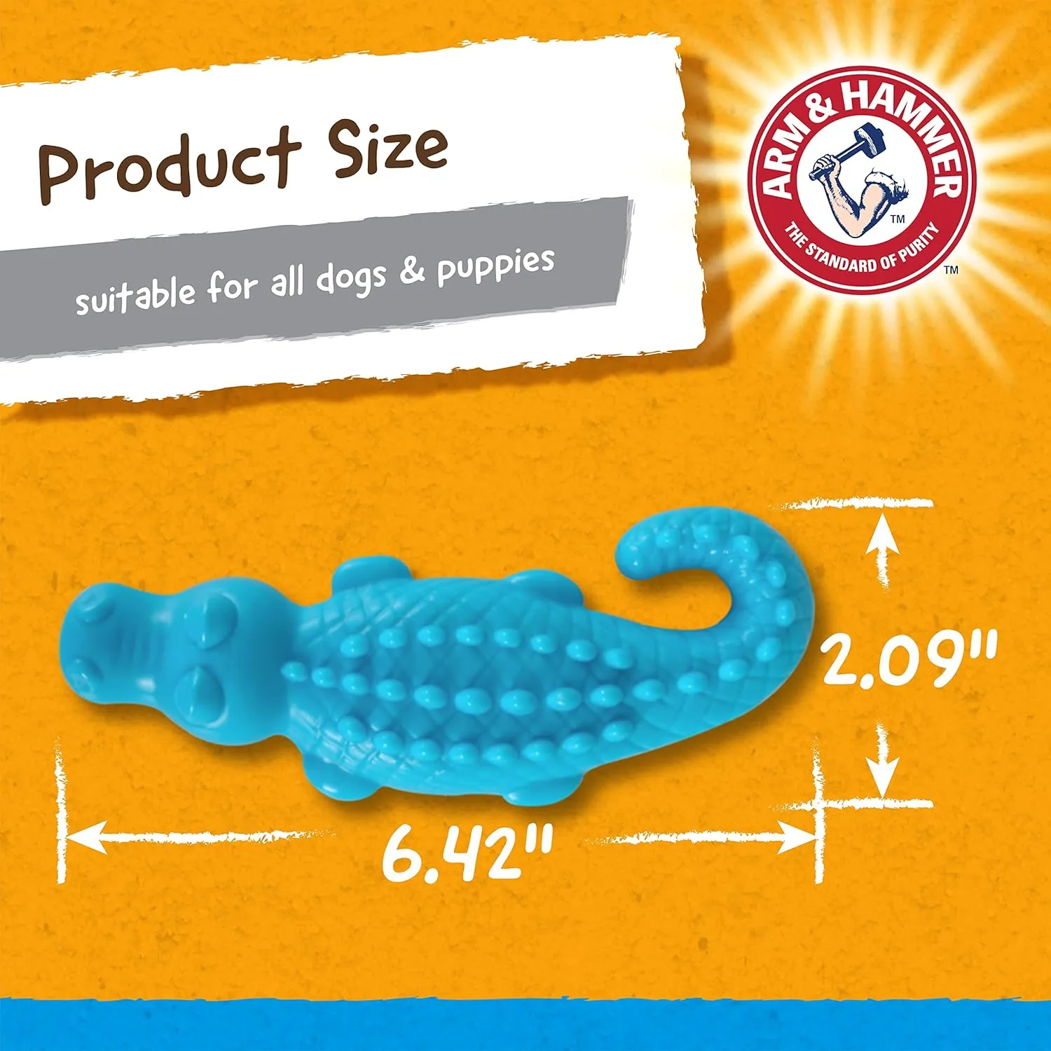 Arm & Hammer for Pets Nubbies Dental Toys Gator Dental Chew Toy for Dogs Best Dog Chew Toy for Moderate Chewers Reduces Plaque & Tartar Buildup Without Brushing, Gator (Pack of 1)