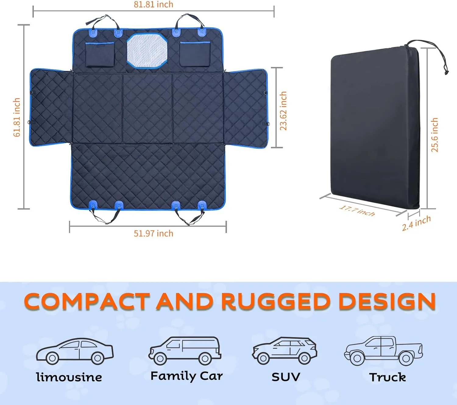 Back Seat Extender for Dogs - Scratchproof Folding Portable Car Bed Mattress for SUV Truck