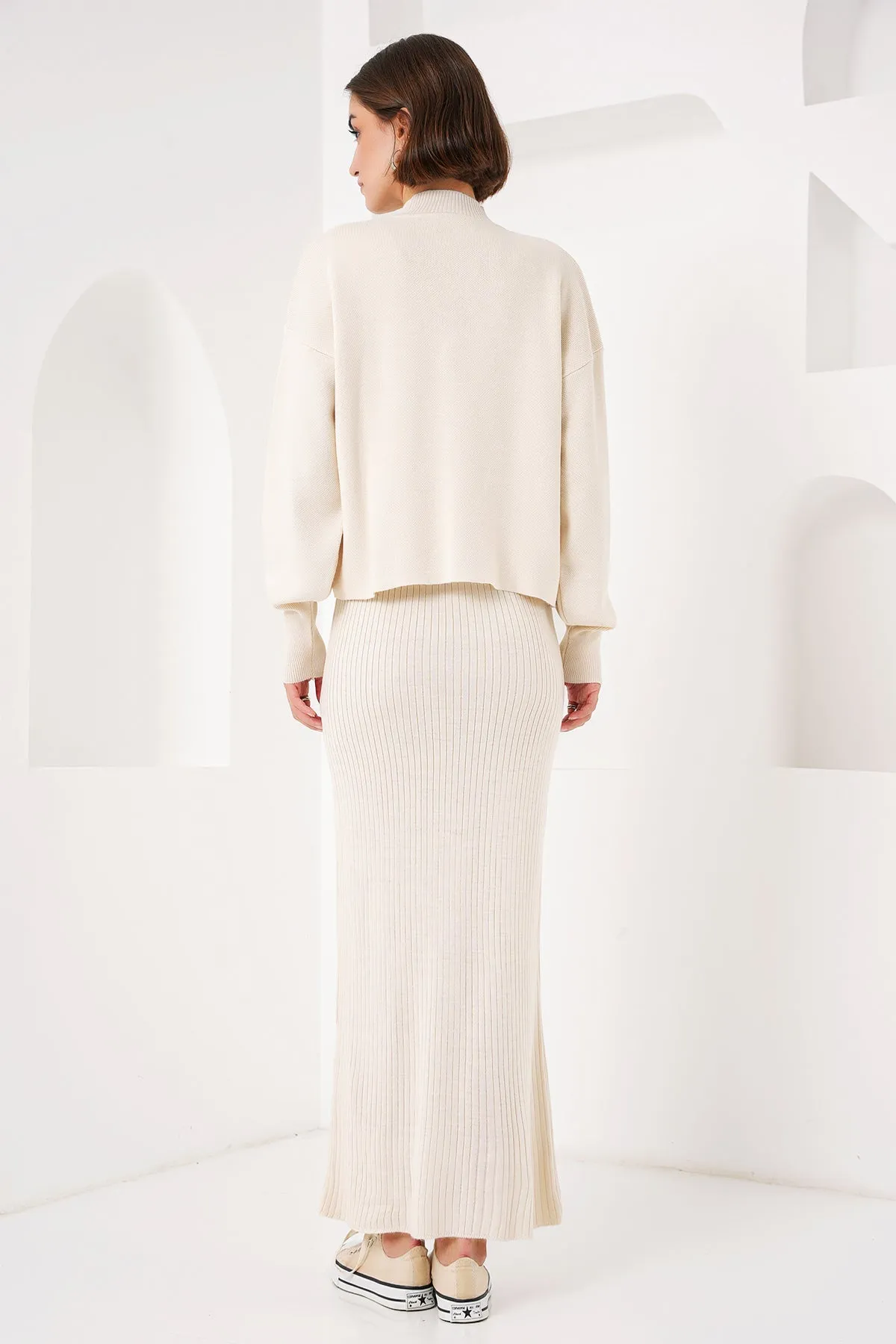 BGD Women Knit Dress Sweater Set - Ecru - Avondale