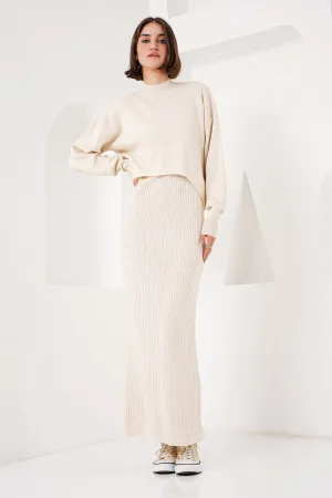 BGD Women Knit Dress Sweater Set - Ecru - Avondale