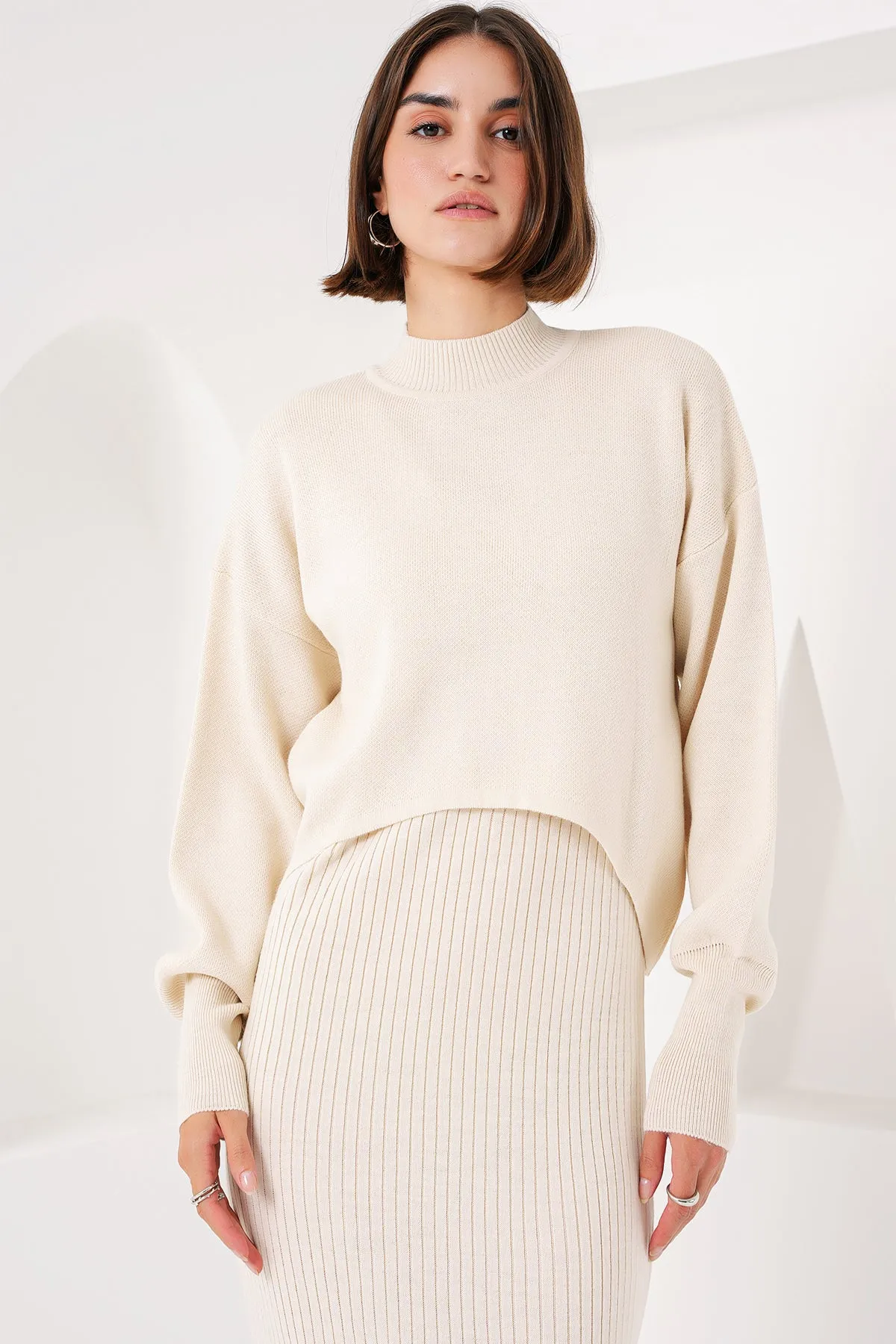 BGD Women Knit Dress Sweater Set - Ecru - Avondale