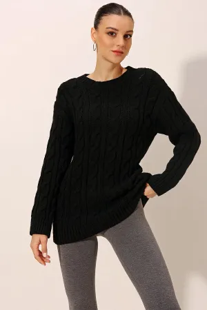 BGD Women Thick Knit Sweater - Black - Avondale