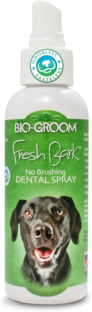 Bio-groom Fresh Bark Dog Breath Freshener - No Chew Dental Spray for Dogs & Cats, Teeth Cleaning Oral Care for Plaque & Tartar, No Brushing Required, Made in The USA - Flavorless, 4 fl oz