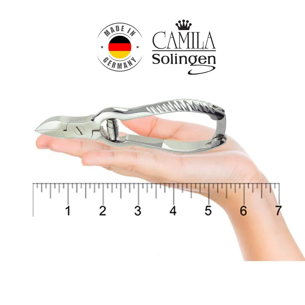 Camila Solingen CS13 Large Heavy Duty Toe Nail Clipper for Thick Nails, Manicure and Pedicure & CS19 Large Professional Sapphire Metal Nail File for Fingernail and Toenail, Made in Solingen, Germany