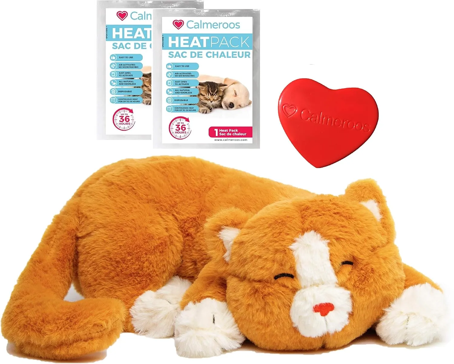Cat Heartbeat Toys - Calming Separation Anxiety Relief Toys for Kittens - Heartbeat Simulator in a Soft Comforting Pillow Pet Plush