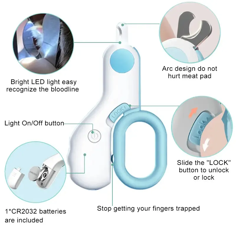Cat Nail Clipper with LED Light