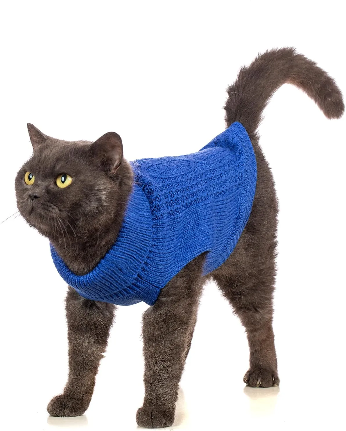 Cat Sweater Keep Your Pets Cozy, 16 Color Turtleneck Knitted Sleeveless Cat Clothes, Winter Outfits for Cats & Small Dogs During Cold Seasons (Dark Blue, Large)