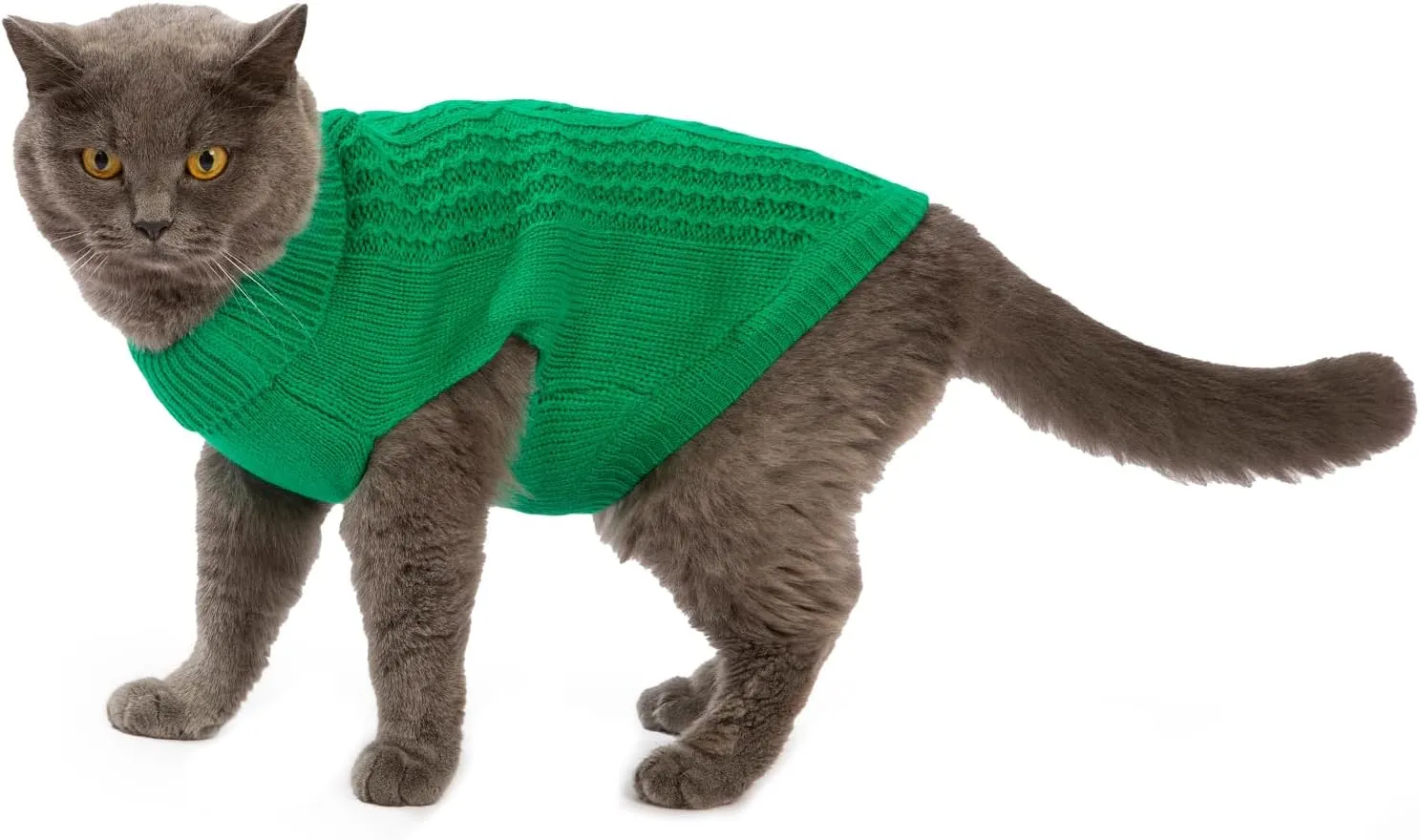 Cat Sweater Keep Your Pets Cozy, 16 Color Turtleneck Knitted Sleeveless Cat Clothes, Winter Outfits for Cats & Small Dogs During Cold Seasons (Dark Green, Large)