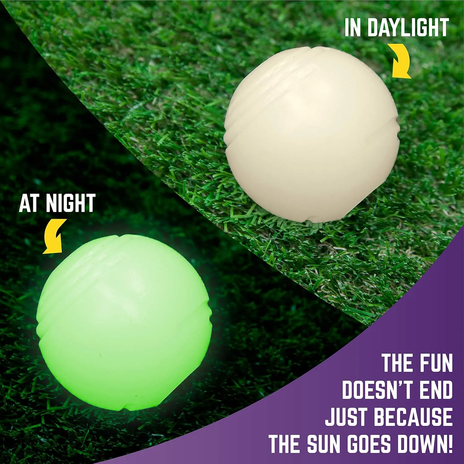 Chew King Glowing Fetch Ball, Dog Ball Toys, 3 Inch (Pack of 2), Fits Ball Launcher