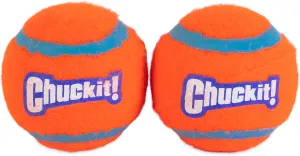 Chuckit! Dog Tennis Ball Dog Toy, Medium (2.5 Inch Diameter) for dogs 20-60 lbs, Pack of 2