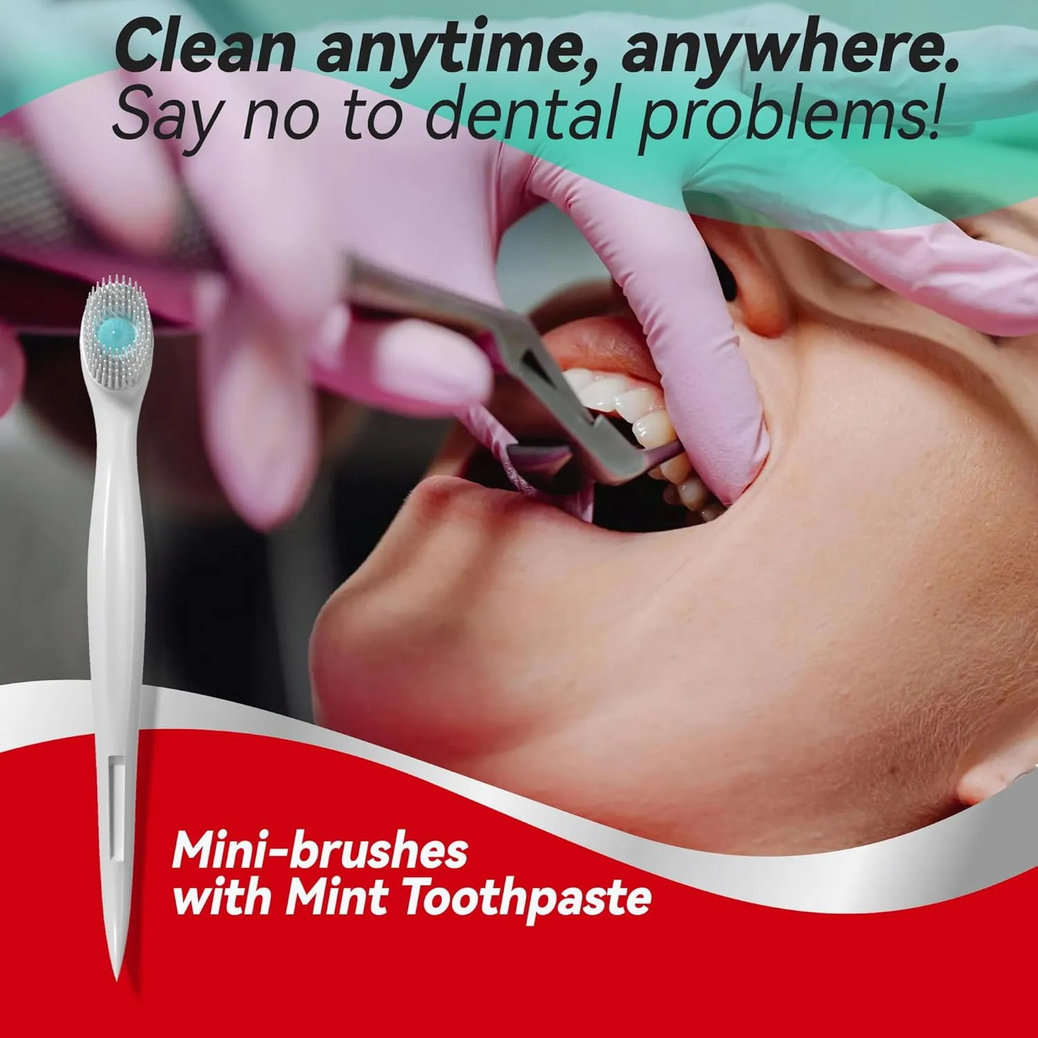cleaings Mini Brushes-Disposable Toothbrushes with Toothpaste and Pick for Work or Travel, 24 Count (Mint FlavorPack of 1)