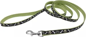 Coastal Pet Ribbon Dog Leash - Contemporary Stylish Look - Durable Fade-Resistant Nylon Material - Perfect for Dogs Brown Paws and Bones, 5/8" x 06'
