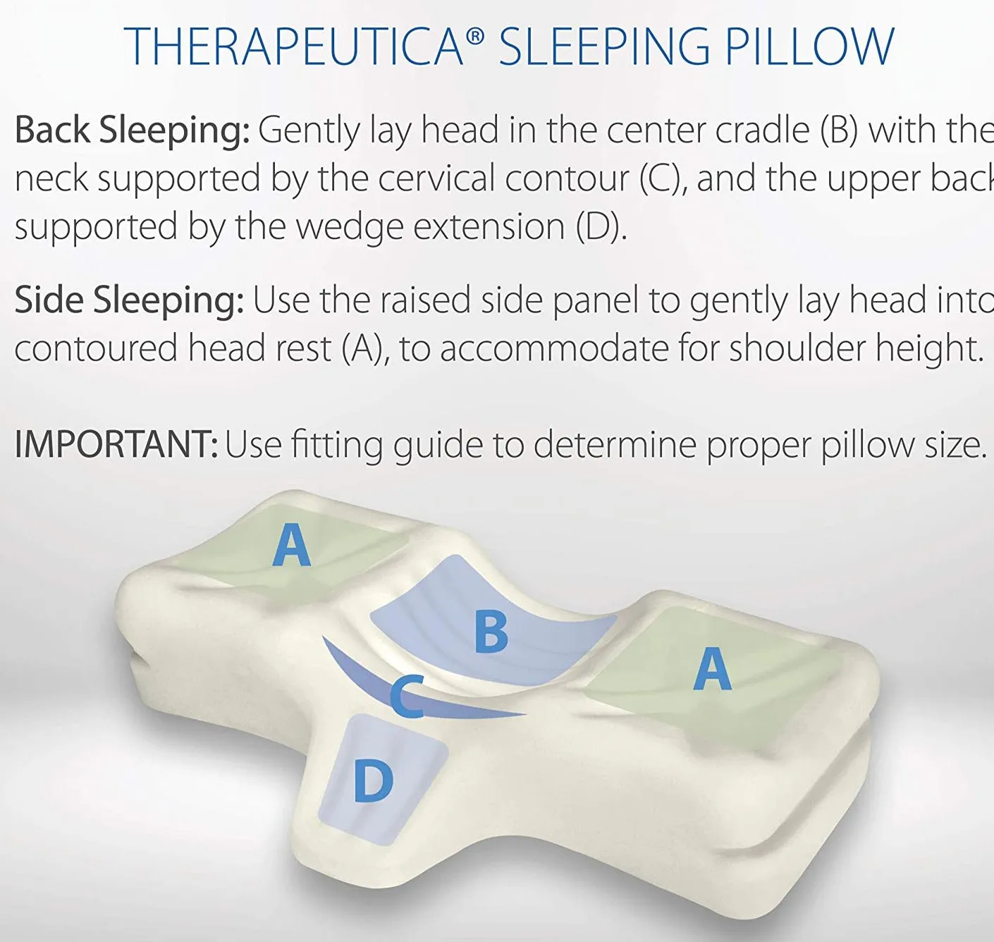 Core Products Therapeutic Pillow, Firm Orthopedic Support, Back or Side Sleeping, Petite