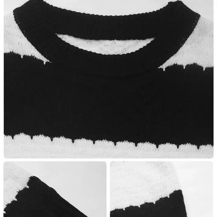 Danica Black and White Contrast Sweater