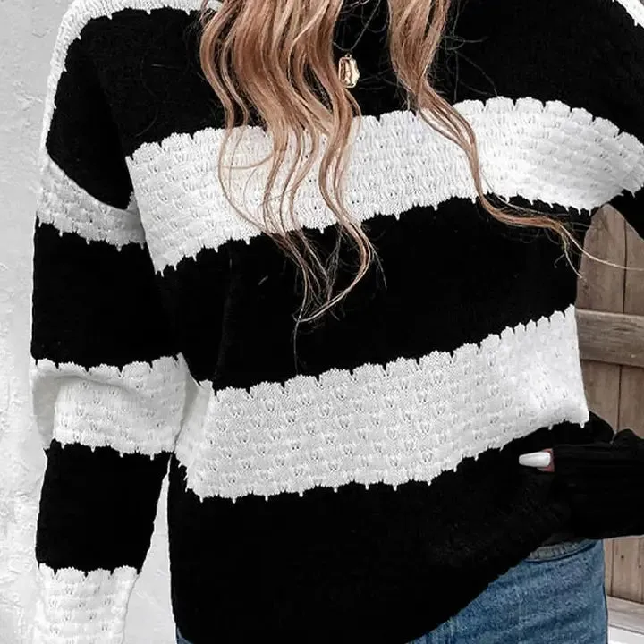 Danica Black and White Contrast Sweater