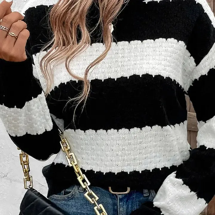 Danica Black and White Contrast Sweater
