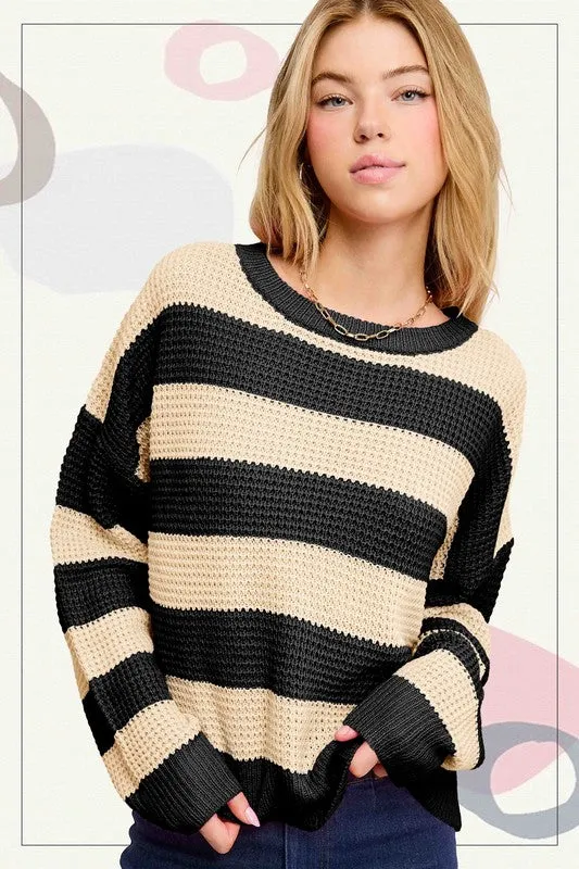 Daniella Super Soft Striped Sweater - Oreo