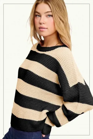 Daniella Super Soft Striped Sweater - Oreo