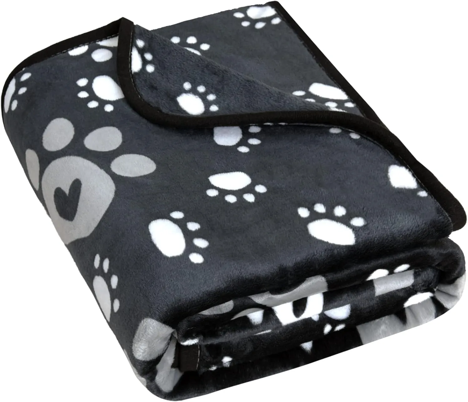 Dog Blanket, Soft Fleece Dog Blankets for Small Medium Dogs, Fluffy Flannel Pet Cat Puppy Blanket Mat Cover for Bed Couch, Cute Paw Print Throw Blanket for Dogs, Black 40"X30"