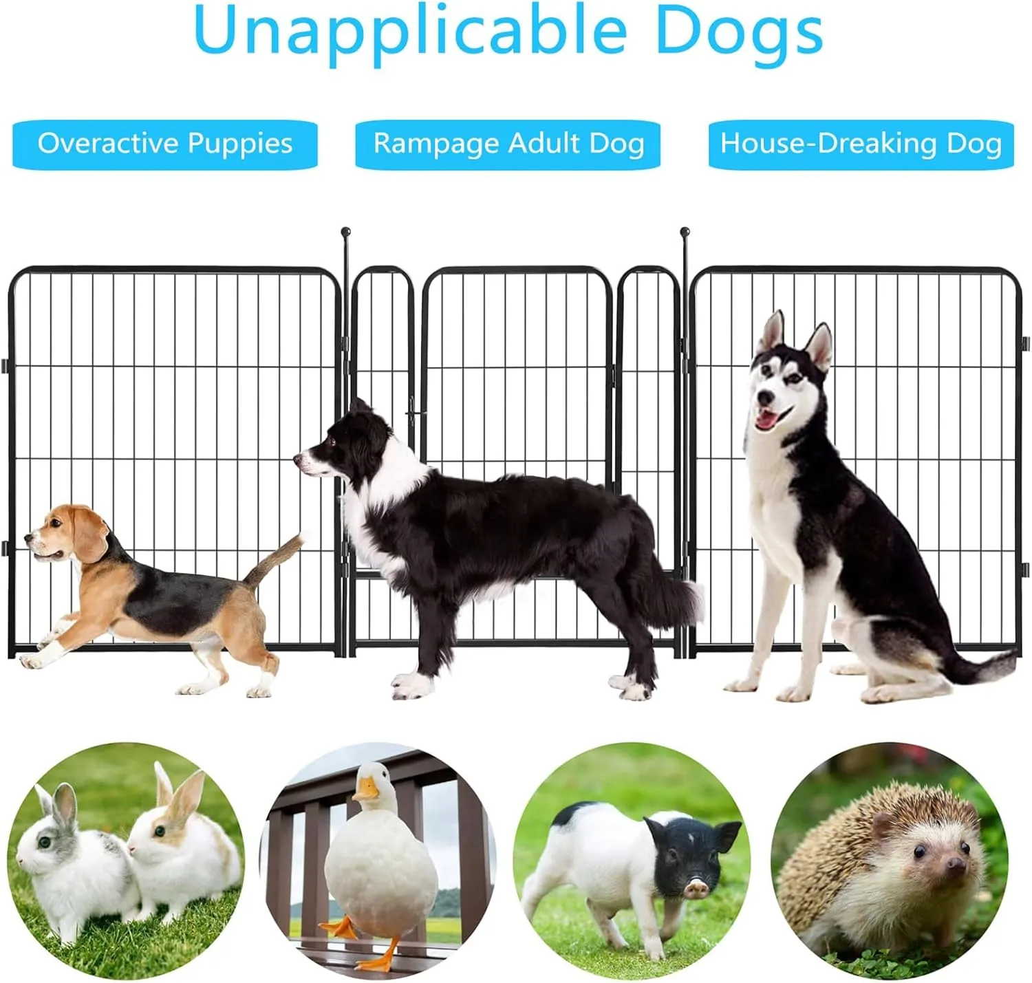 Dog Playpen Portable Exercise Fence Heavy Duty Metal Pet Playpen Indoor Outdoor Pet Playpen for Small Medium Large Dogs - RV Camping PenJet Black (16 Panels, 32 inch)