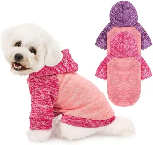 Dog Sweater, Dog Sweaters for Small Dogs, 2, 3 Pack Warm Soft Pet Clothes for Puppy, Medium Large Cat, Dogs Girl or Boy, Dog Shirt for Winter Christmas (Hoodie Pink,Purple Pink,Rose, Small)