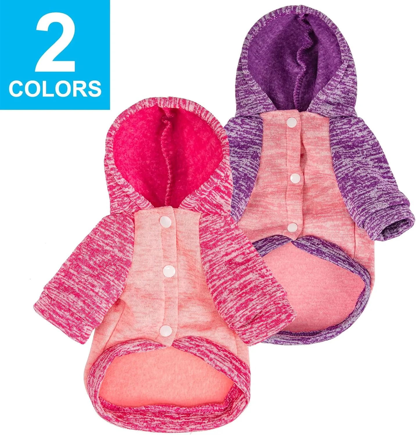 Dog Sweater, Dog Sweaters for Small Dogs, 2, 3 Pack Warm Soft Pet Clothes for Puppy, Medium Large Cat, Dogs Girl or Boy, Dog Shirt for Winter Christmas (Hoodie Pink,Purple Pink,Rose, XX-Small)