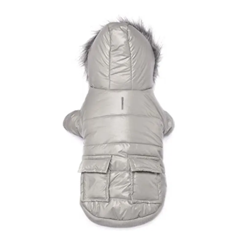 Dog Warm Coat Pet Dog Down Jacket Outdoor Snow Hoodie Jacket with Double Pockets