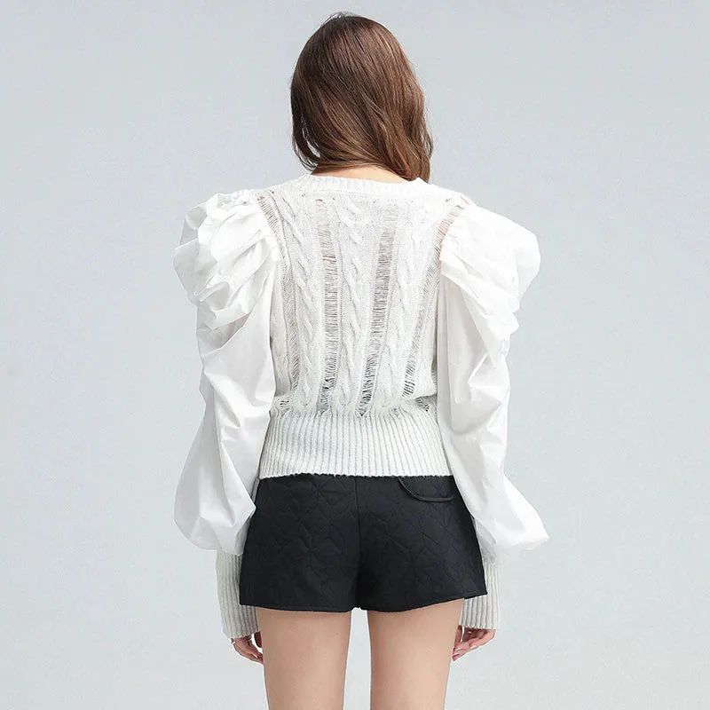 Elegant Patchwork Knitted Sweater
