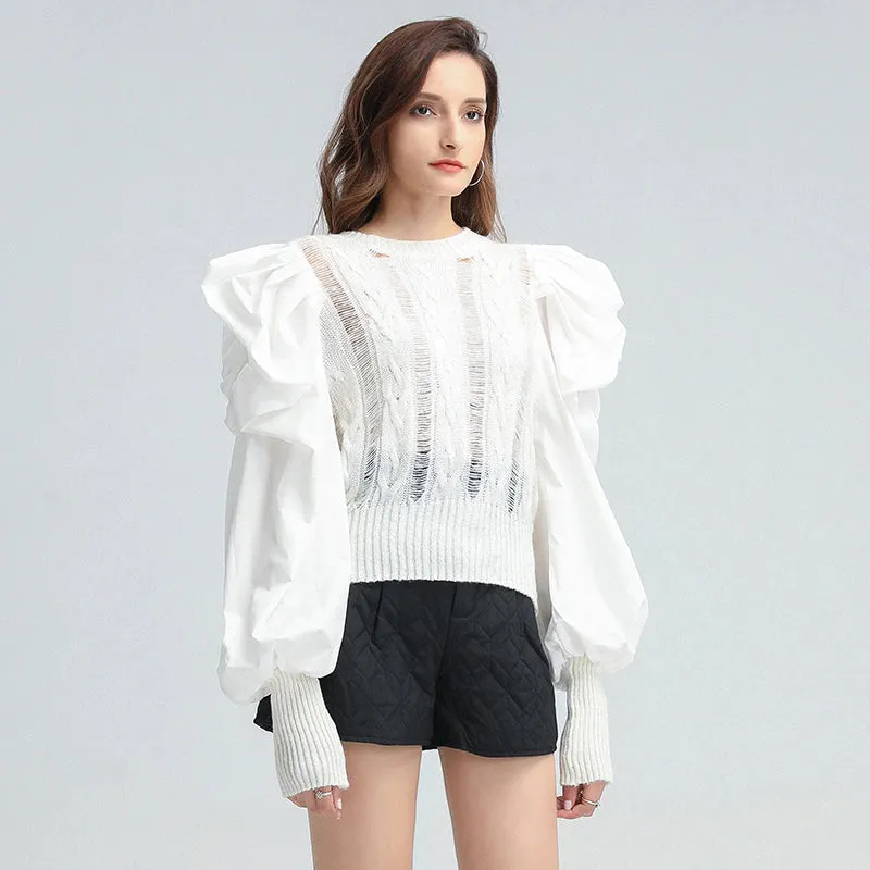 Elegant Patchwork Knitted Sweater
