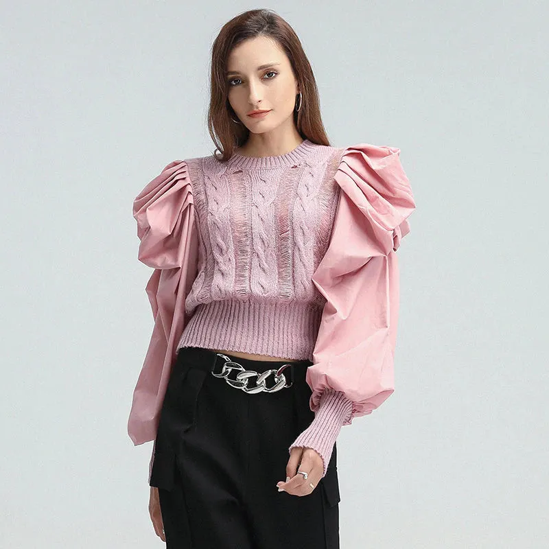 Elegant Patchwork Knitted Sweater