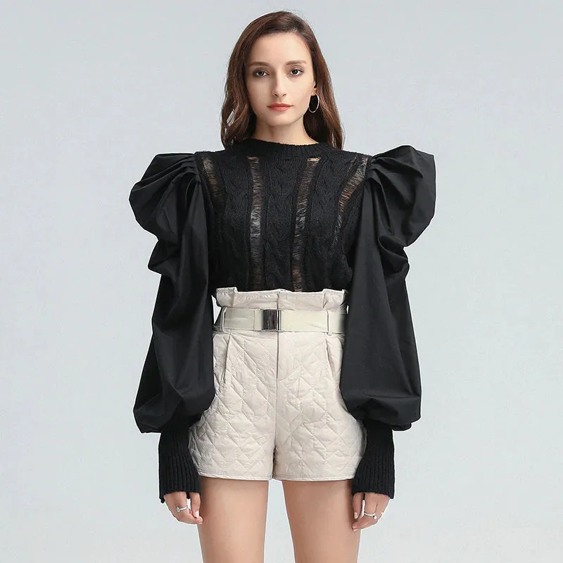 Elegant Patchwork Knitted Sweater