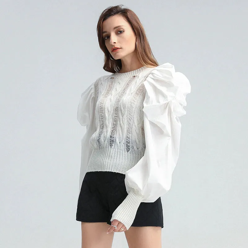 Elegant Patchwork Knitted Sweater