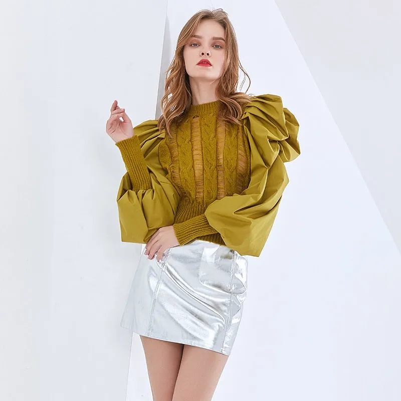 Elegant Patchwork Knitted Sweater