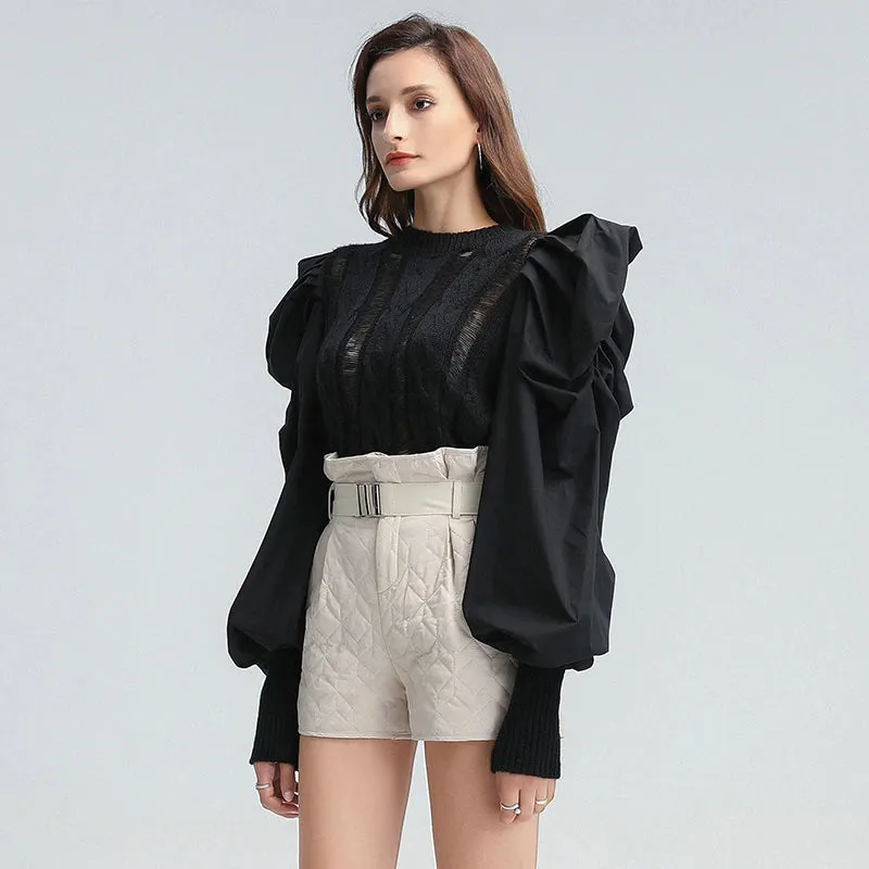 Elegant Patchwork Knitted Sweater