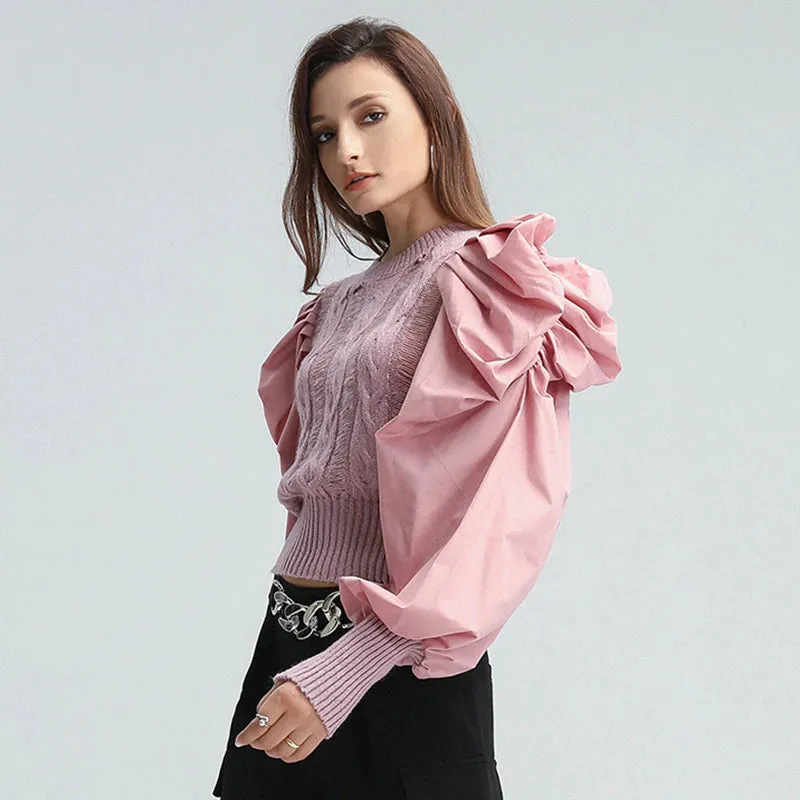 Elegant Patchwork Knitted Sweater