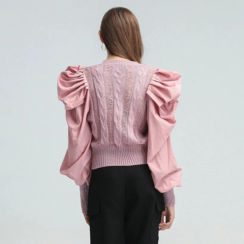 Elegant Patchwork Knitted Sweater