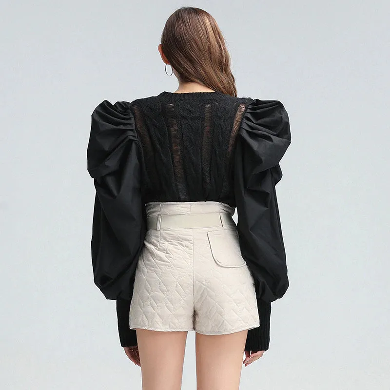 Elegant Patchwork Knitted Sweater