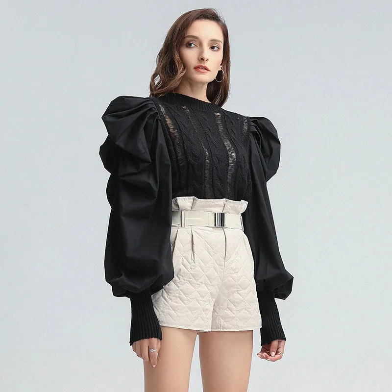 Elegant Patchwork Knitted Sweater