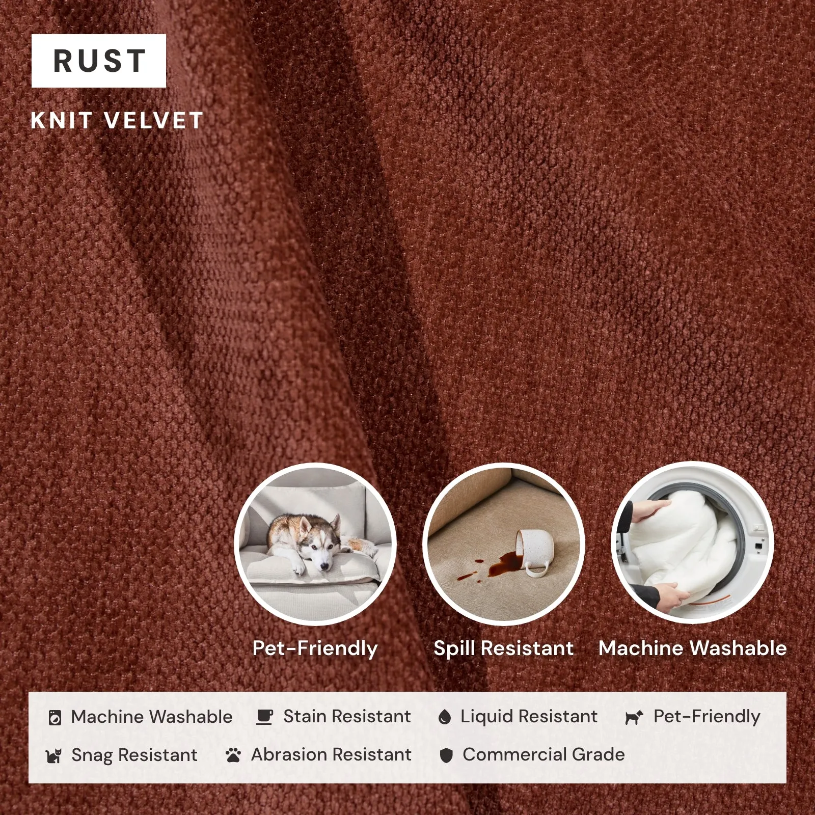 Elevate Comfort Layer for 3-Seater U-Sectional in Rust